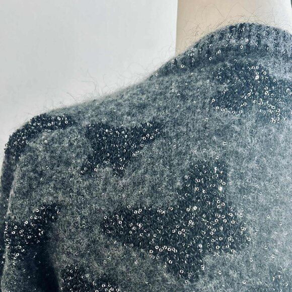 Brunello Cucinelli Heather Charcoal Mohair Wool Blend Sweater w/ Sequins – EU M - Picture 11 of 13